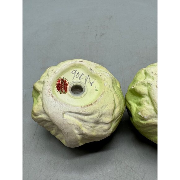 Cabbage-Shaped Ceramic Salt & Pepper Shakers Vintage Kitchen Decor 3" green READ - Picture 7 of 9